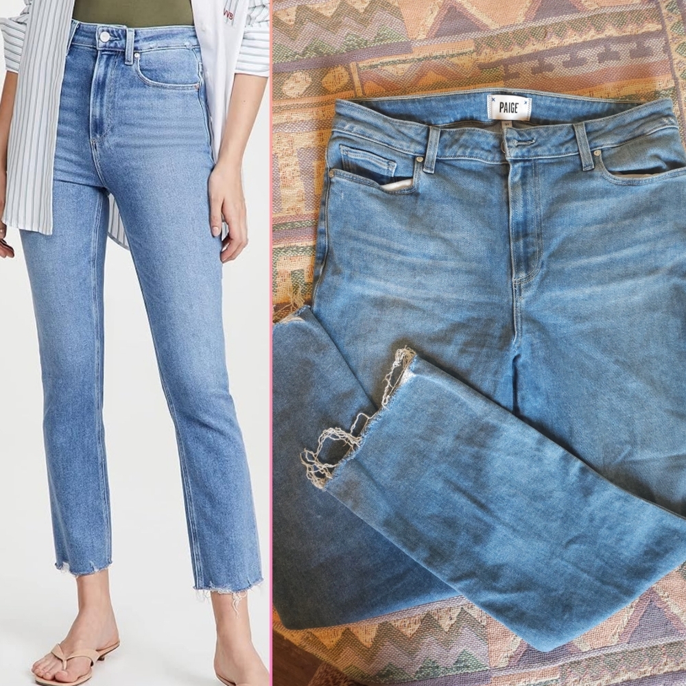 PAIGE Cindy Crop High Rise Raw Hem Size 31
